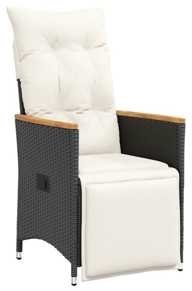 9dílný zahradní bistro set s poduškami černý polyratan 3276964