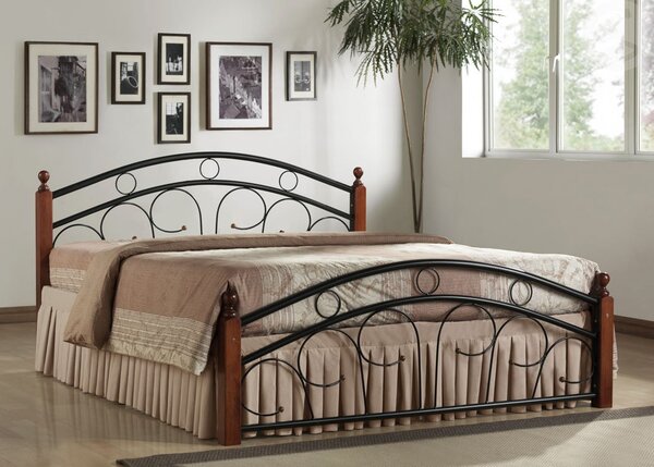 Kovová postel PARIS 180×200, černá / masiv