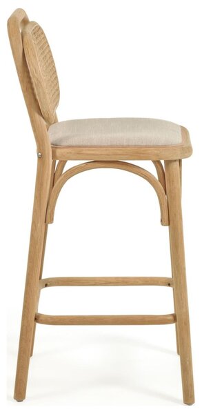 Dubová barová židle Kave Home Doriane s ratanovým opěradlem 65 cm