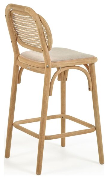 Dubová barová židle Kave Home Doriane s ratanovým opěradlem 65 cm
