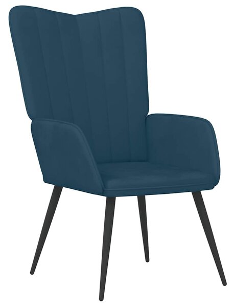 Relaxační křeslo se stoličkou modré samet 327698