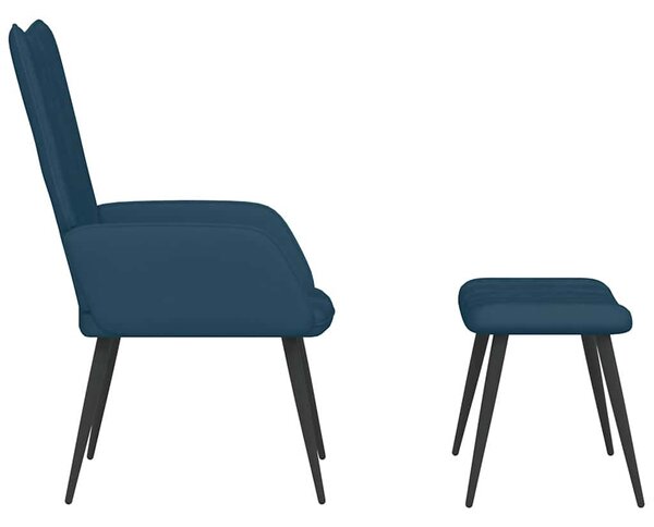 Relaxační křeslo se stoličkou modré samet 327698
