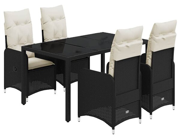 5dílný zahradní bistro set s poduškami černý polyratan 3276990