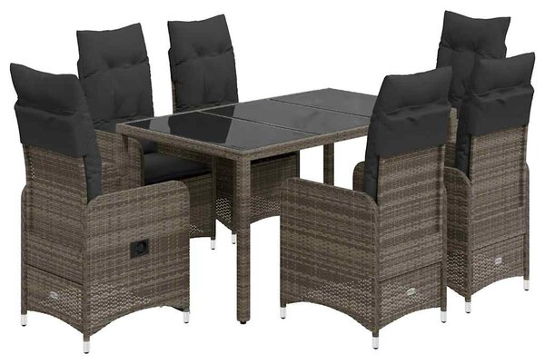 5dílný zahradní bistro set s poduškami šedý polyratan 3277036