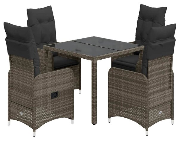 5dílný zahradní bistro set s poduškami šedý polyratan 3277033