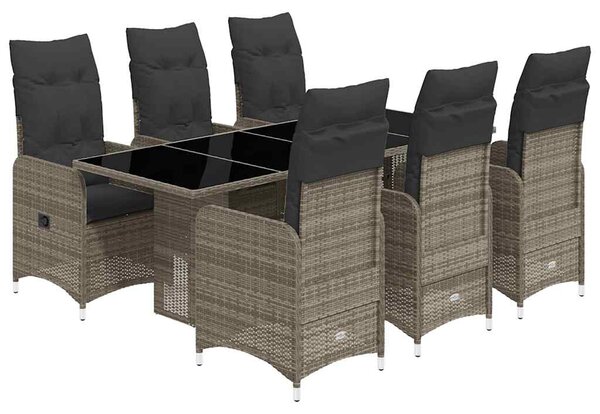7dílný zahradní bistro set s poduškami šedý polyratan 3277040