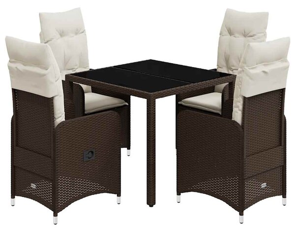 5dílný zahradní bistro set s poduškami hnědý polyratan 3277064
