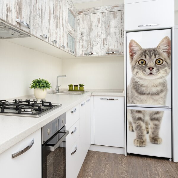 Nálepka fototapeta lednička Šedá kočka FridgeStick-70x190-f-91505124