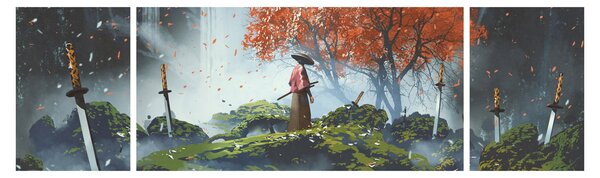 Obraz - Ilustrace zahrady mečů (170x50 cm)
