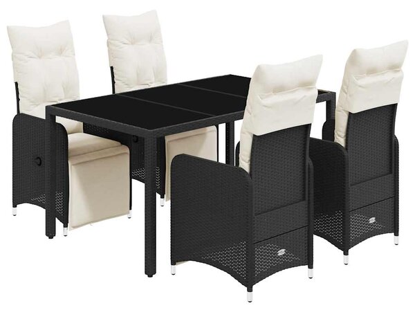 5dílný zahradní bistro set s poduškami černý polyratan 3277137