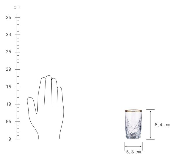 UPSCALE Sada sklenic na panáka se zlatým okrajem 110 ml 6 ks