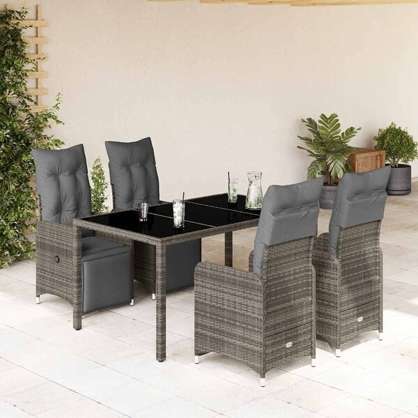 5dílný zahradní bistro set s poduškami šedý polyratan 3277167