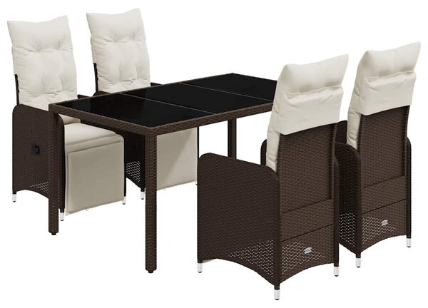 5dílný zahradní bistro set s poduškami hnědý polyratan 3277189