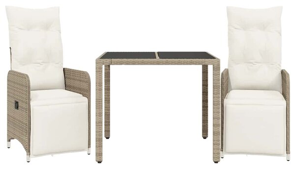 3dílný zahradní bistro set s poduškami hnědý polyratan 3277209