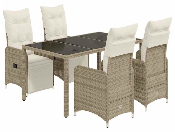 5dílný zahradní bistro set s poduškami hnědý polyratan 3277211
