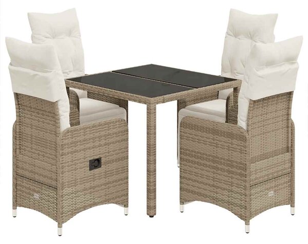 5dílný zahradní bistro set s poduškami hnědý polyratan 3277210