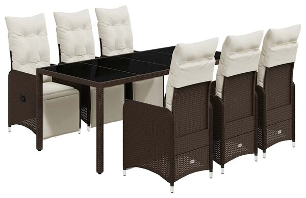 7dílný zahradní bistro set s poduškami hnědý polyratan 3277191