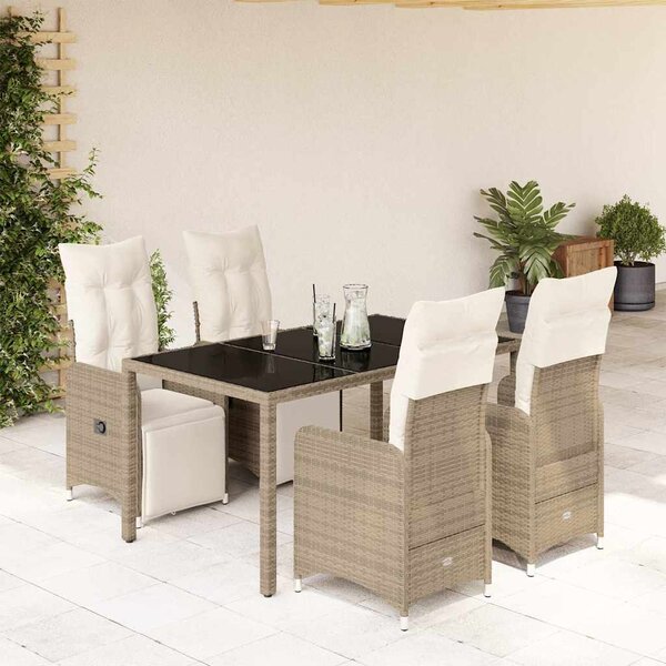 5dílný zahradní bistro set s poduškami hnědý polyratan 3277211