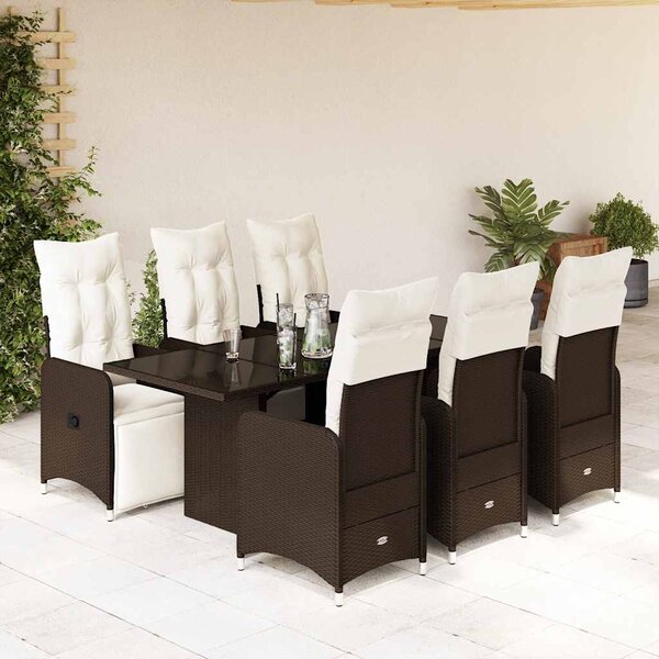 7dílný zahradní bistro set s poduškami hnědý polyratan 3277193