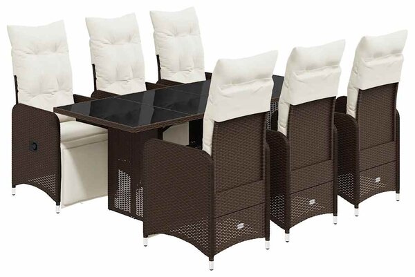 7dílný zahradní bistro set s poduškami hnědý polyratan 3277193