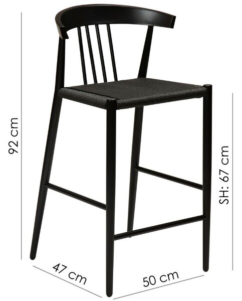 ​​​​​Dan-Form Černá kovová barová židle DAN-FORM Sava s výpletem 66,5 cm