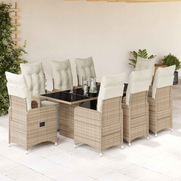 9dílný zahradní bistro set s poduškami hnědý polyratan 3277216