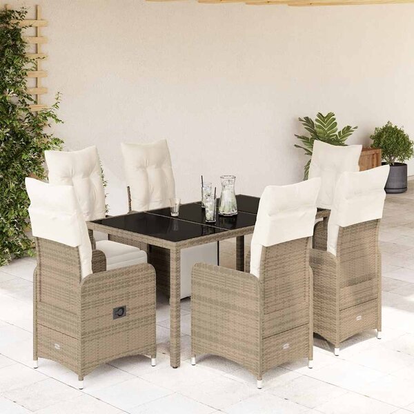 7dílný zahradní bistro set s poduškami hnědý polyratan 3277212