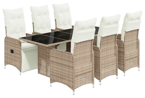 7dílný zahradní bistro set s poduškami hnědý polyratan 3277215
