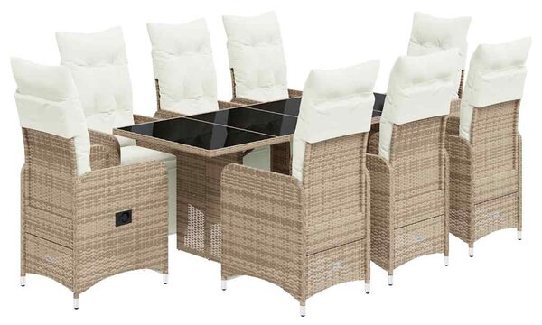 9dílný zahradní bistro set s poduškami hnědý polyratan 3277216