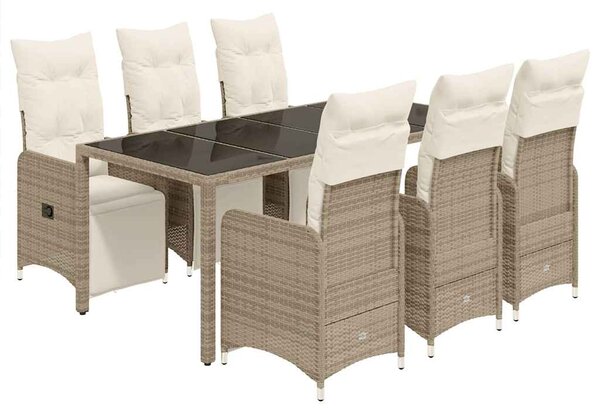 7dílný zahradní bistro set s poduškami hnědý polyratan 3277213