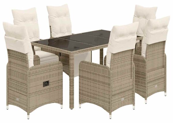 7dílný zahradní bistro set s poduškami hnědý polyratan 3277212
