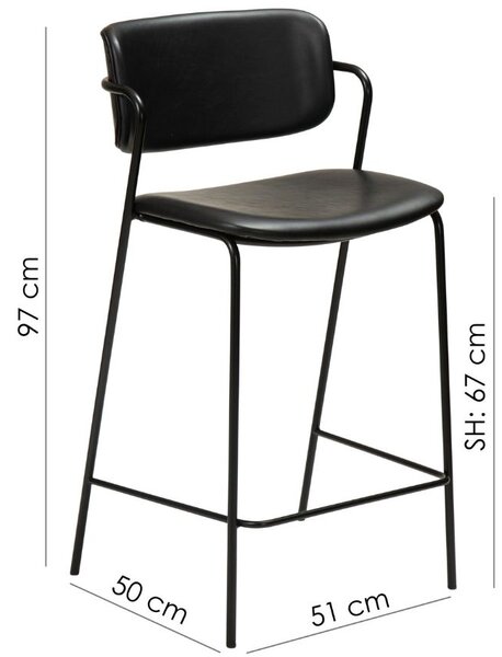 ​​​​​Dan-Form Černá koženková barová židle DAN-FORM Zed 67 cm