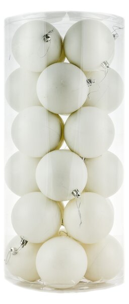 Plastové koule, prům. 8 cm, bílé,24 x matná