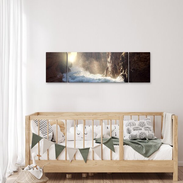 Obraz - Skály a vlny oceánu (170x50 cm)