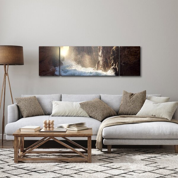Obraz - Skály a vlny oceánu (170x50 cm)