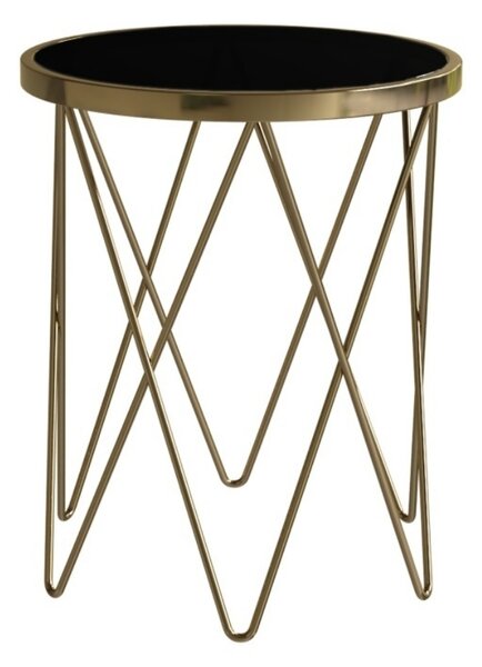 Černo zlatý skleněný odkládací stolek Miotto Belaria 50 cm s kovovou podnoží