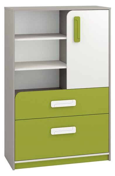 Skříňka - IQ 07, šedá/bílá, různé doplňkové barvy na výběr Barva/dekor: zelená