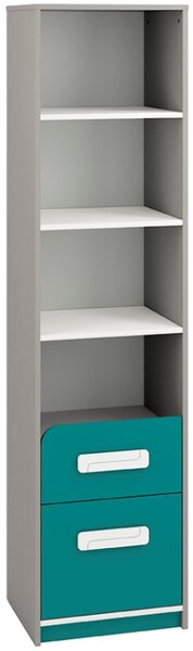 Knihovna - IQ 06, šedá/bílá, různé doplňkové barvy na výběr Barva/dekor: mořská