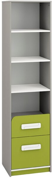 Knihovna - IQ 06, šedá/bílá, různé doplňkové barvy na výběr Barva/dekor: zelená
