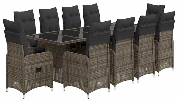 11dílný zahradní bistro set s poduškami šedý polyratan 3277282