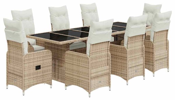 9dílný zahradní bistro set s poduškami béžový polyratan 3277299