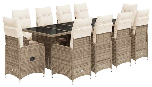 11dílný zahradní bistro set s poduškami béžový polyratan 3277300