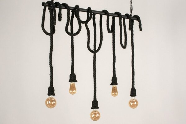 Závěsné černé designové svítidlo nad stůl Rope Industry Bulb 5 Nero (LMD)