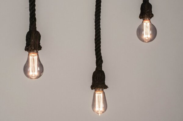 Závěsné designové svítidlo nad stůl Rope Industry Bulb 3 Nero (LMD)