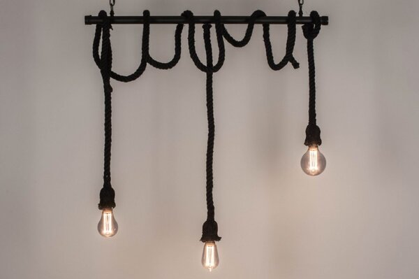 Závěsné designové svítidlo nad stůl Rope Industry Bulb 3 Nero (LMD)