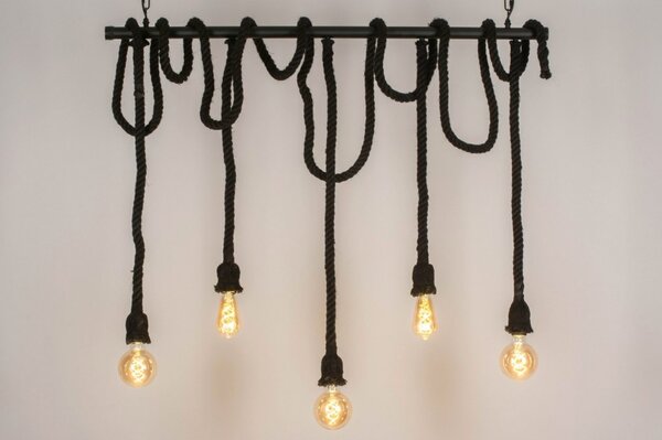 Závěsné černé designové svítidlo nad stůl Rope Industry Bulb 5 Nero (LMD)