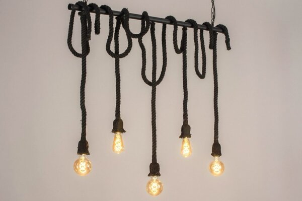 Závěsné černé designové svítidlo nad stůl Rope Industry Bulb 5 Nero (LMD)