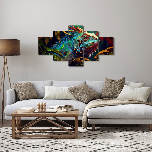 Obraz - Barevný leguán (125x70 cm)