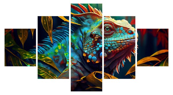 Obraz - Barevný leguán (125x70 cm)