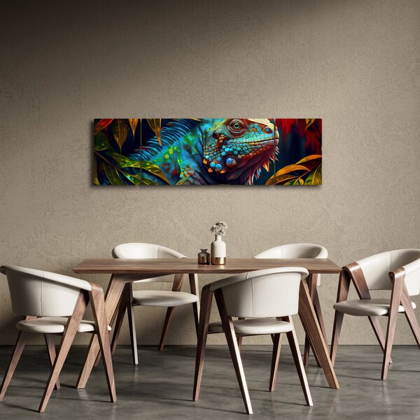 Obraz - Barevný leguán (170x50 cm)